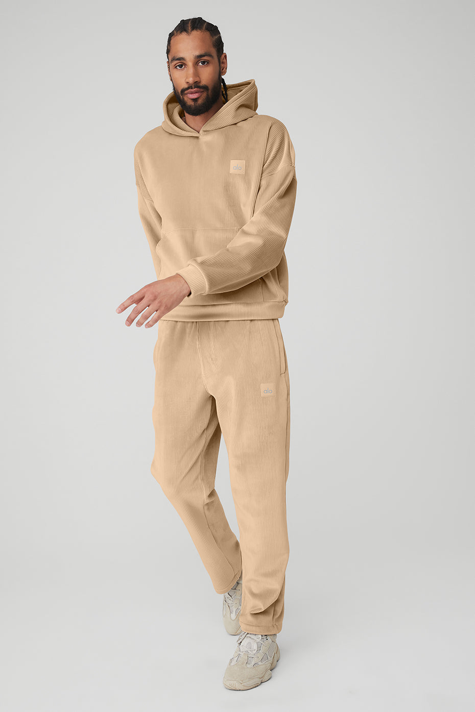 Men's Velour Baller Hoodie & Pant Set - Sand Dune