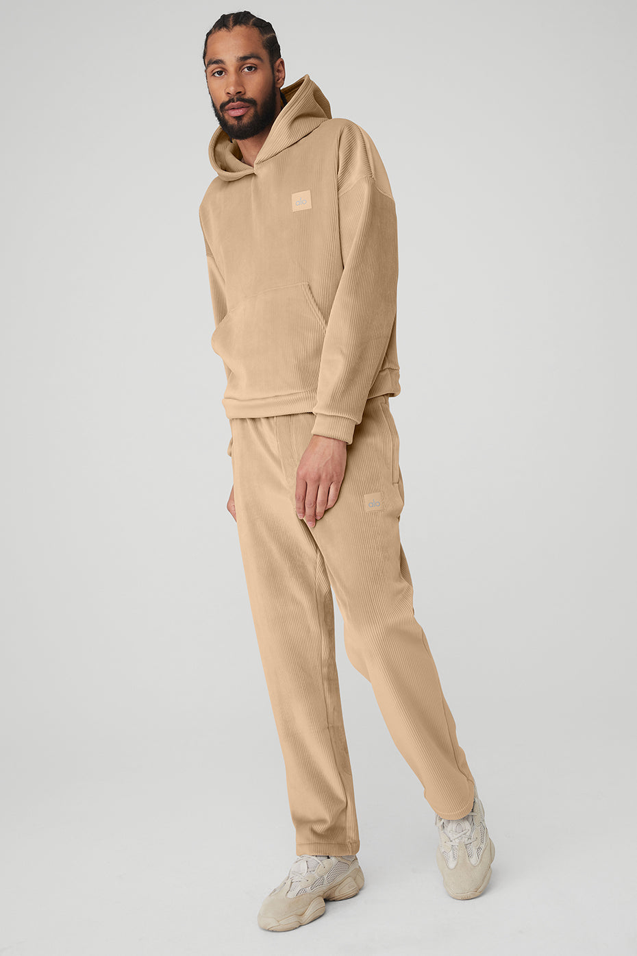 Men's Velour Baller Hoodie & Pant Set - Sand Dune