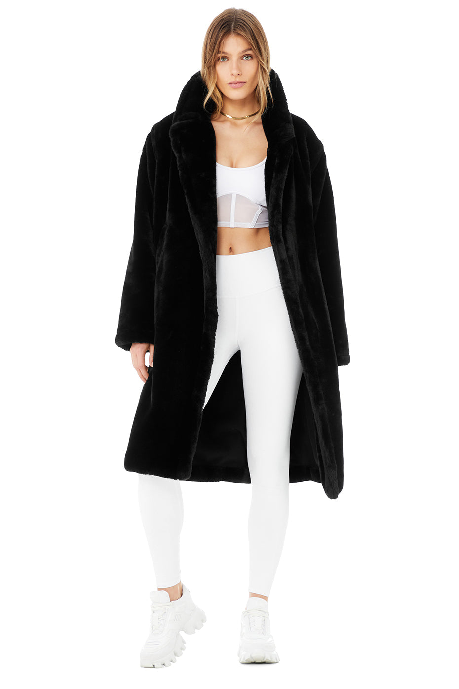 Oversized Faux Fur Trench - Black