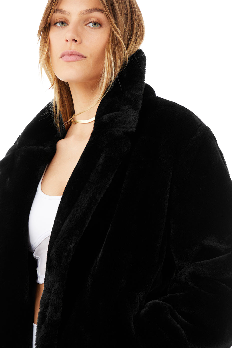 Oversized Faux Fur Trench - Black