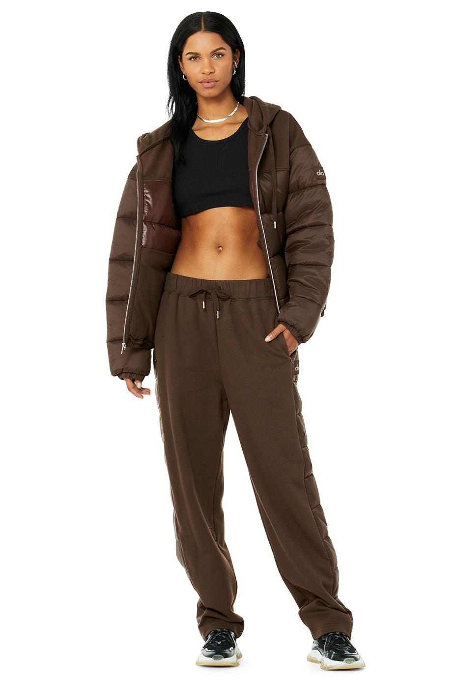 Mash Up Jacket & Sweatpant Set - Espresso