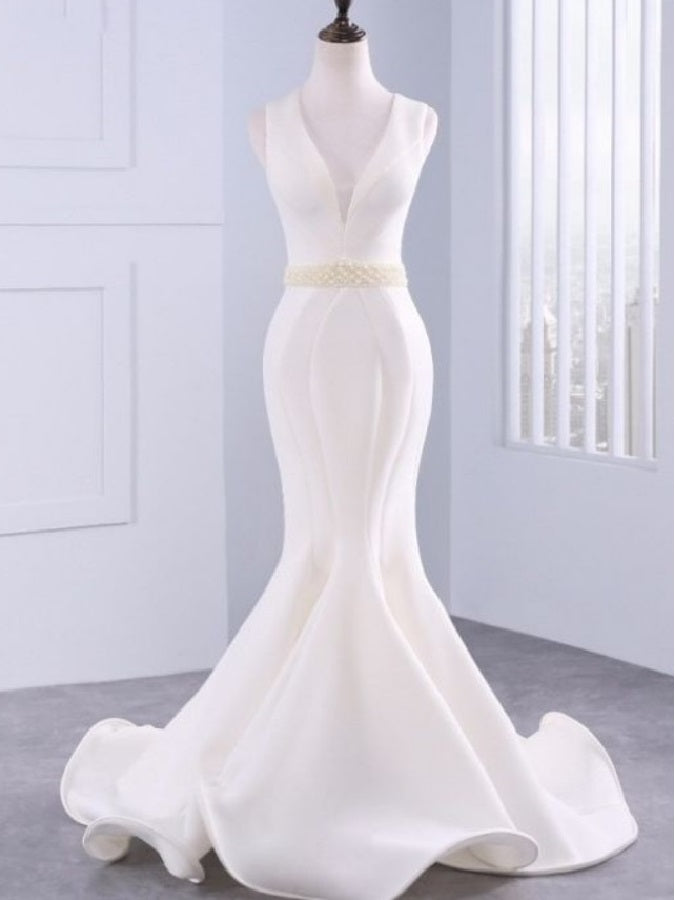 Unique Mermaid Wedding Dress with Ruffled Hem , 21121318