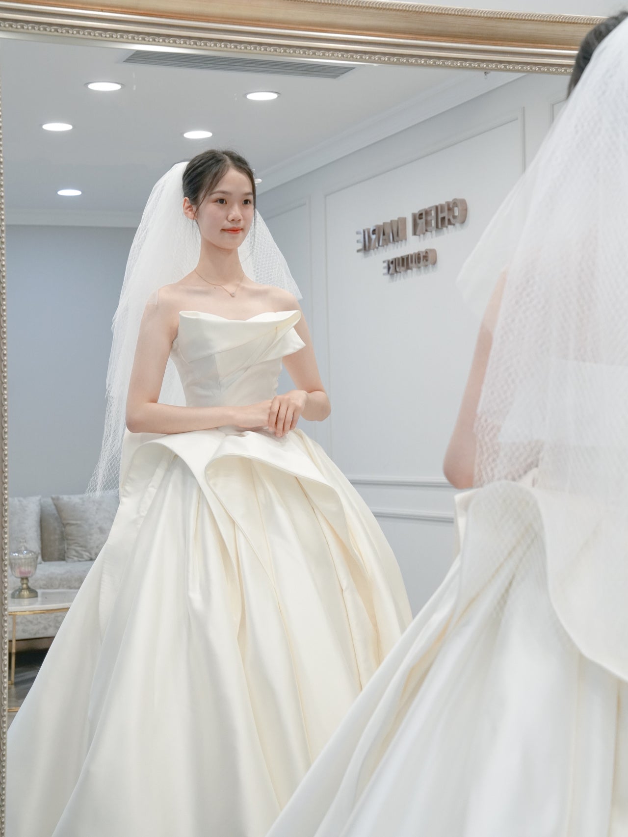 Strapless Princess Silk Ball Gown Wedding Dress