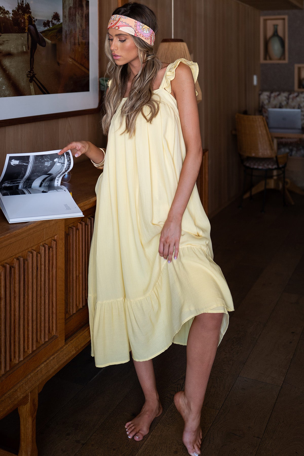 So You Hear Sunshine Yellow Midi Dress