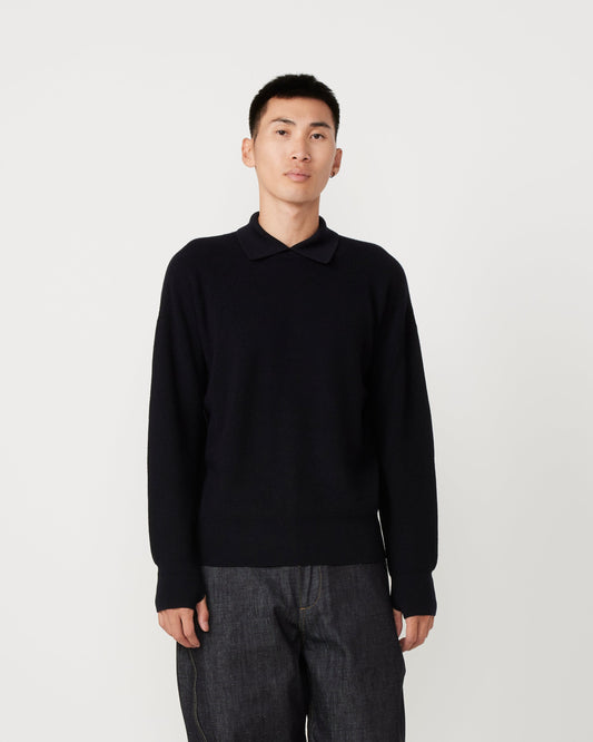 Ranger Knitted Polo in Dark Navy