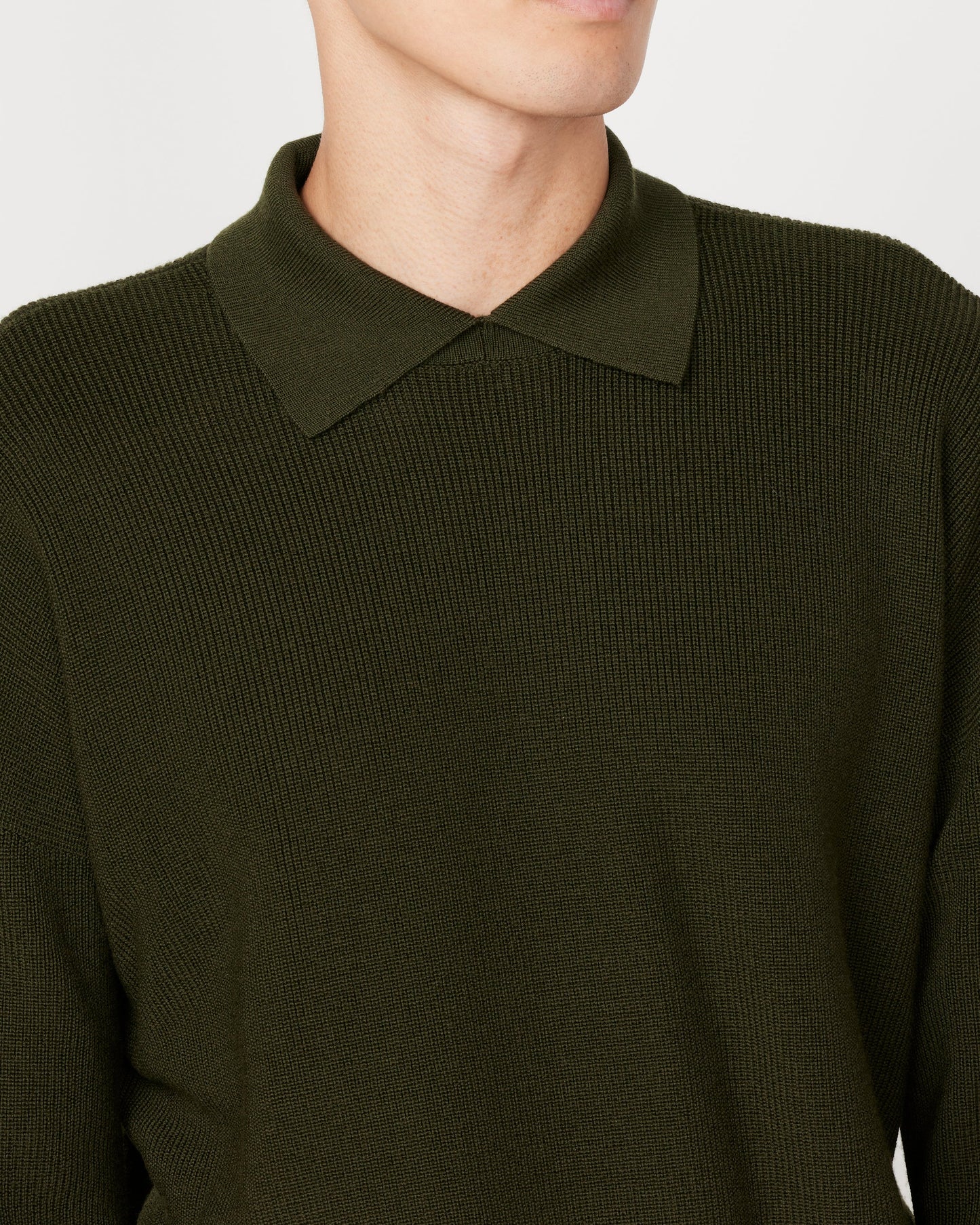 Ranger Knitted Polo in Combat Green