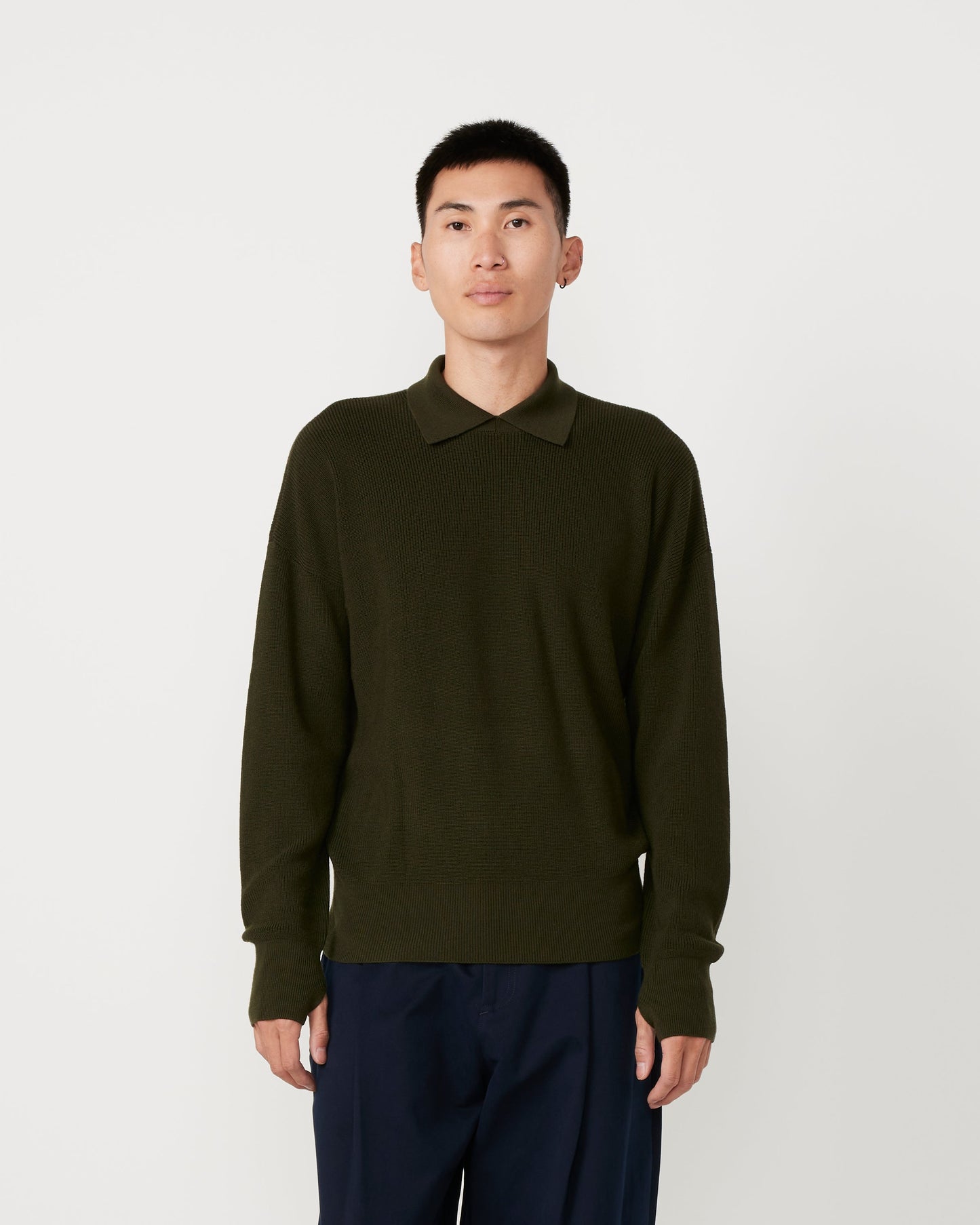 Ranger Knitted Polo in Combat Green