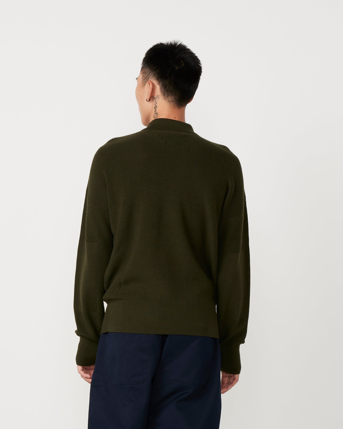 Ranger Knitted Polo in Combat Green