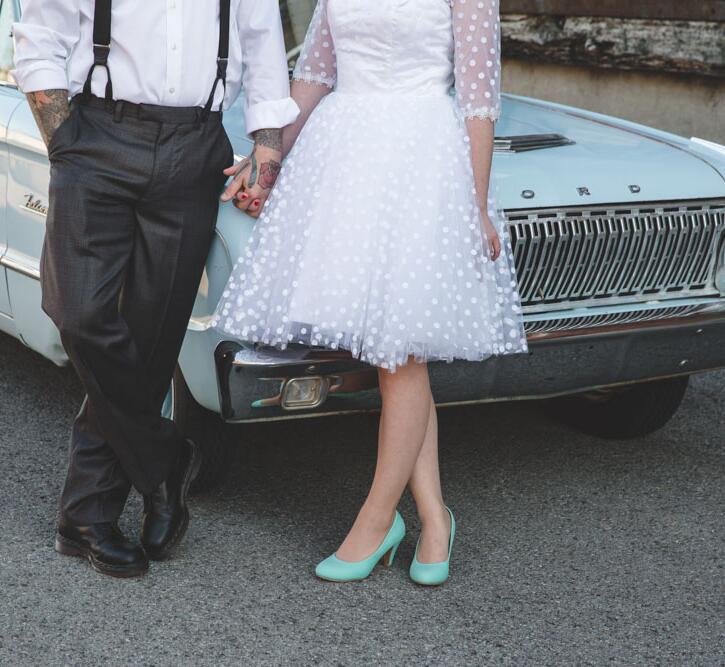 Vintage Country Style Short Polka Dot Wedding Dress with 1/2 Sleeves,20111552
