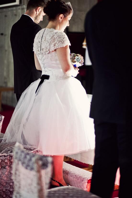 Vintage Style Tea Length Wedding Dress for Older Brides,20111762
