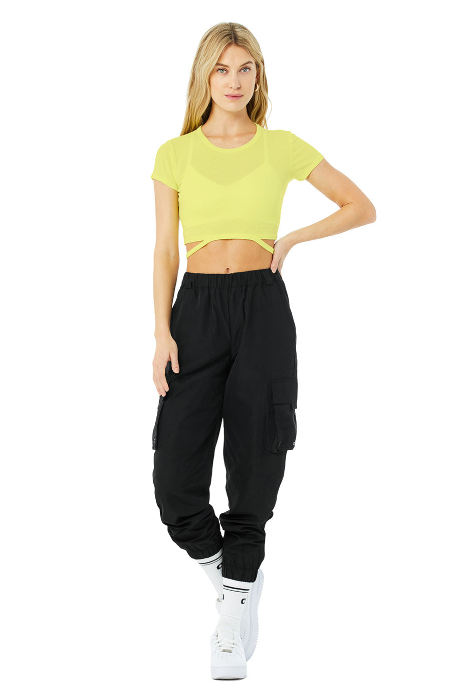 Halo Crop Tee - Shock Yellow