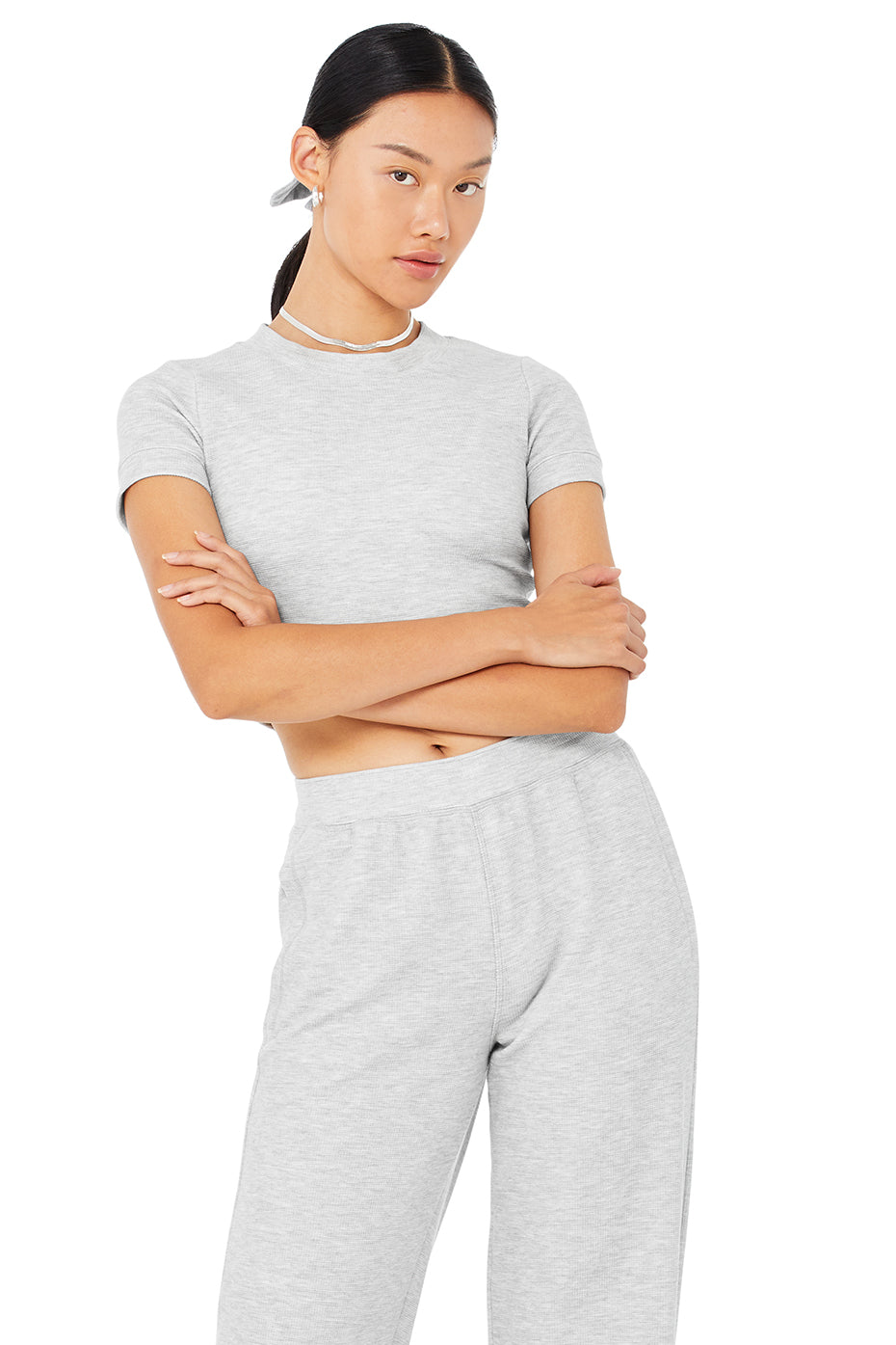 Micro Waffle Sierra Short Sleeve Top - Athletic Heather Grey