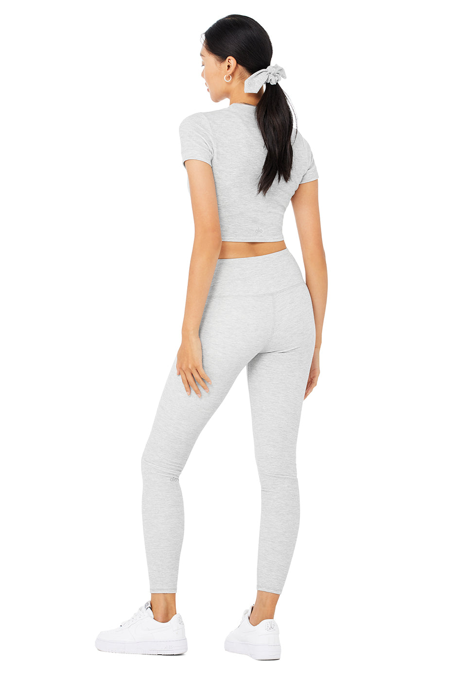 Micro Waffle Sierra Short Sleeve Top & High-Waist LowKey Legging Set - Athletic Heather Grey