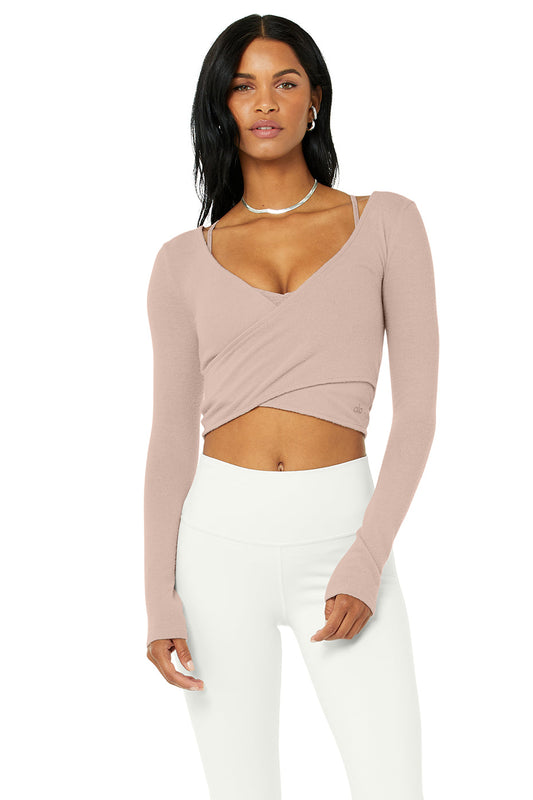 Amelia Luxe Long Sleeve Crop - Dusty Pink