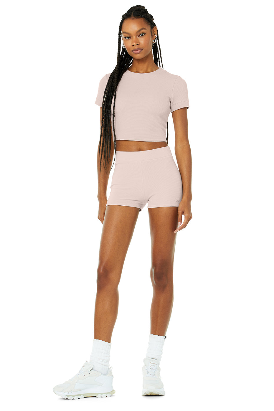 Micro Waffle Sierra Short Sleeve Top & Micro Waffle Pleasant Boyshort Set - Dusty Pink