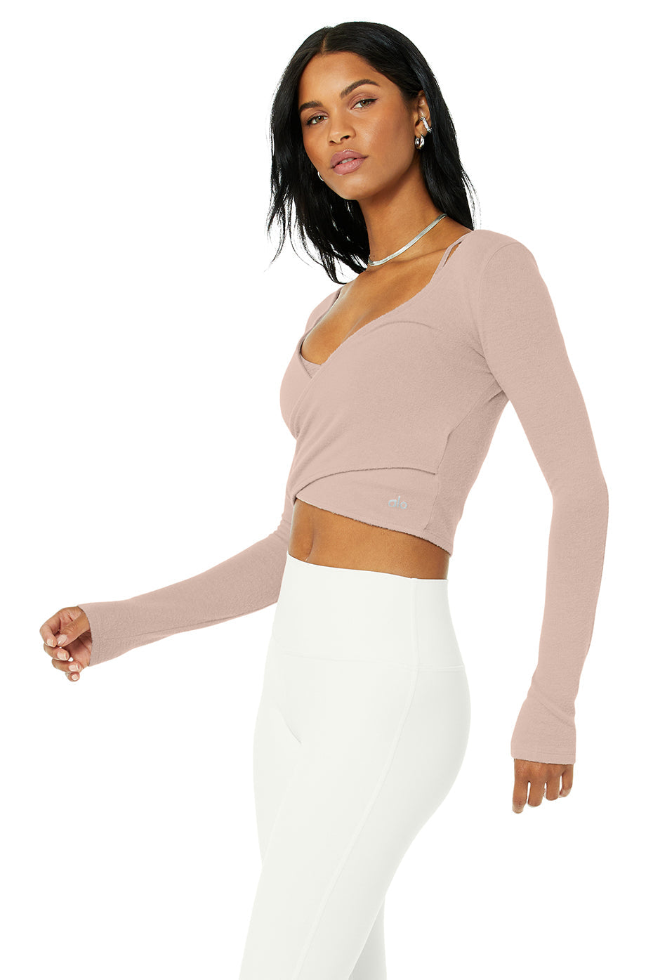 Amelia Luxe Long Sleeve Crop - Dusty Pink