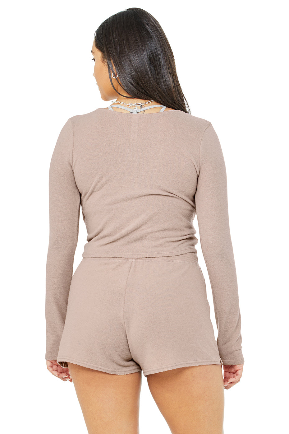 Amelia Luxe Long Sleeve Crop - Dusty Pink