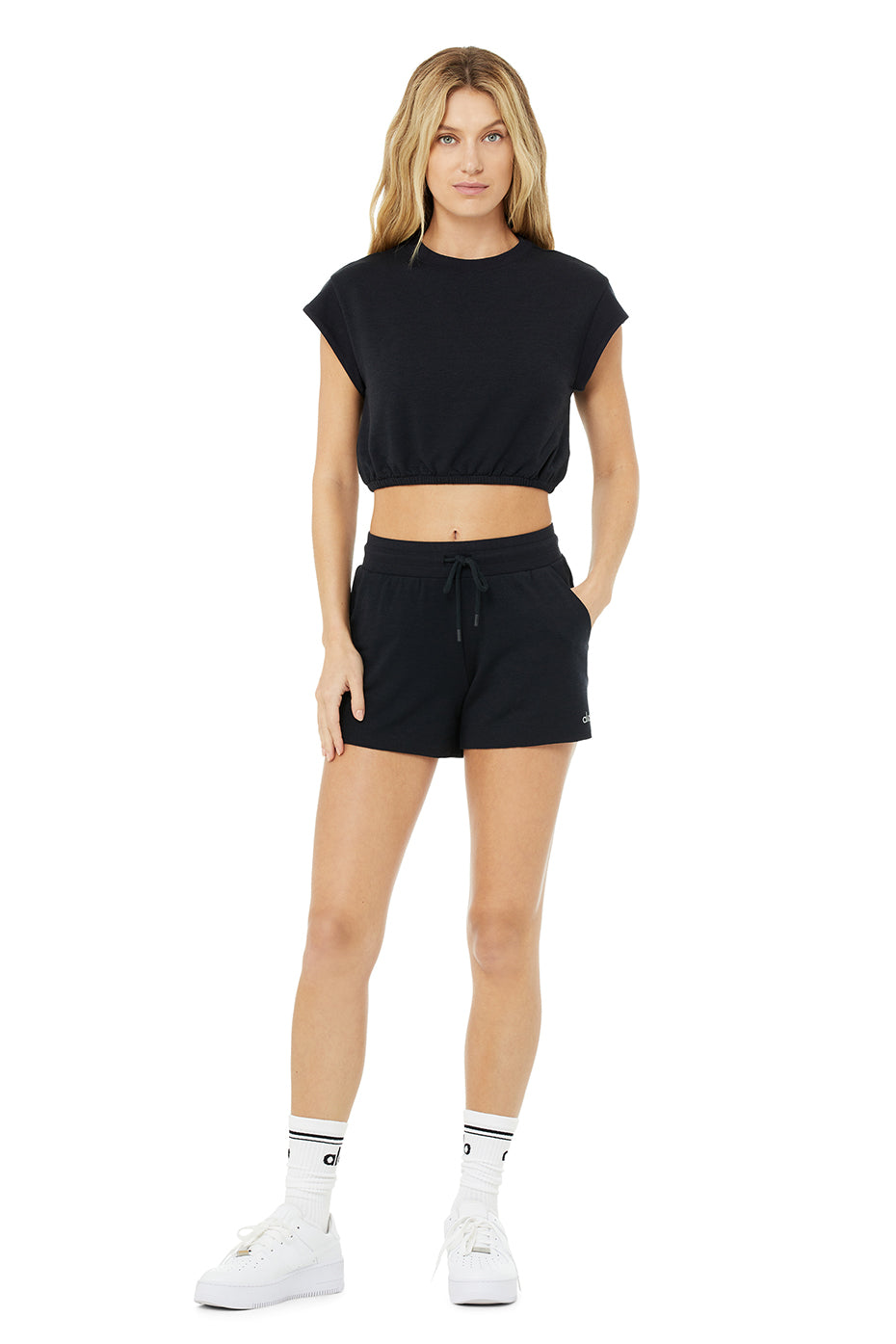 Dreamy Crop Short Sleeve & Dreamy Short Set - Black