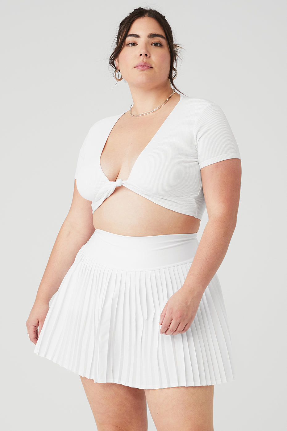 Ribbed Knotty Short Sleeve - White