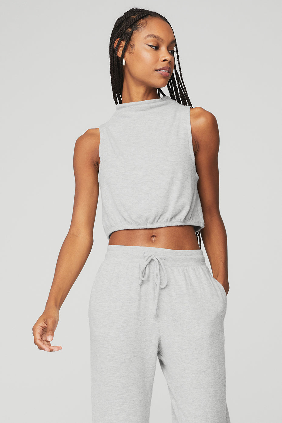 Alolux Soho Mock Neck Tank - Athletic Heather Grey