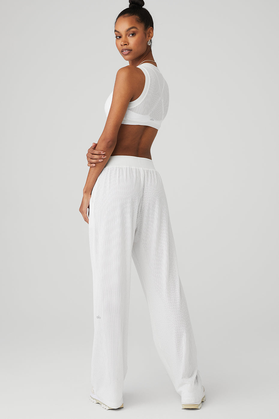 Mesh All-Star Bra Tank & Mesh All-Star Wide Leg Pant Set - White