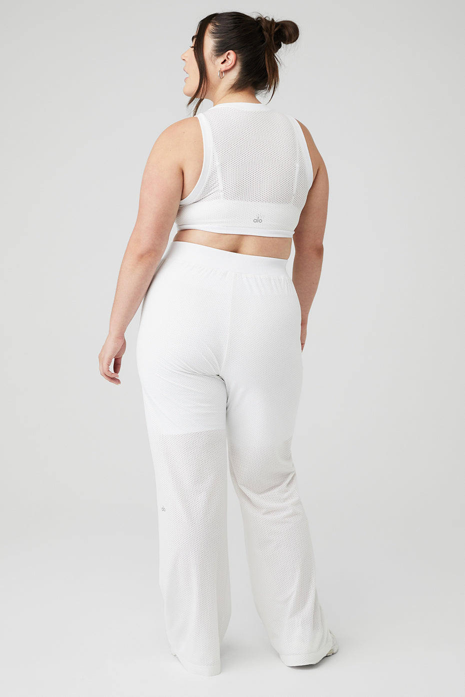 Mesh All-Star Bra Tank & Mesh All-Star Wide Leg Pant Set - White