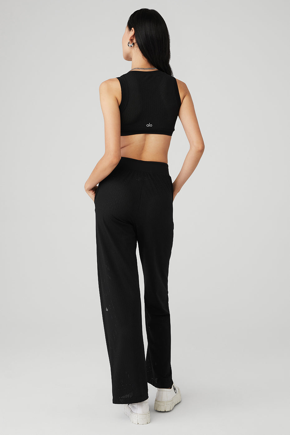 Mesh All-Star Bra Tank & Mesh All-Star Wide Leg Pant Set - Black