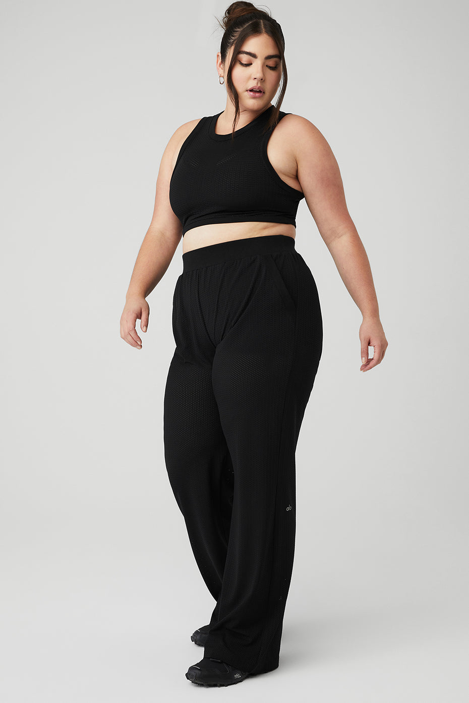Mesh All-Star Bra Tank & Mesh All-Star Wide Leg Pant Set - Black