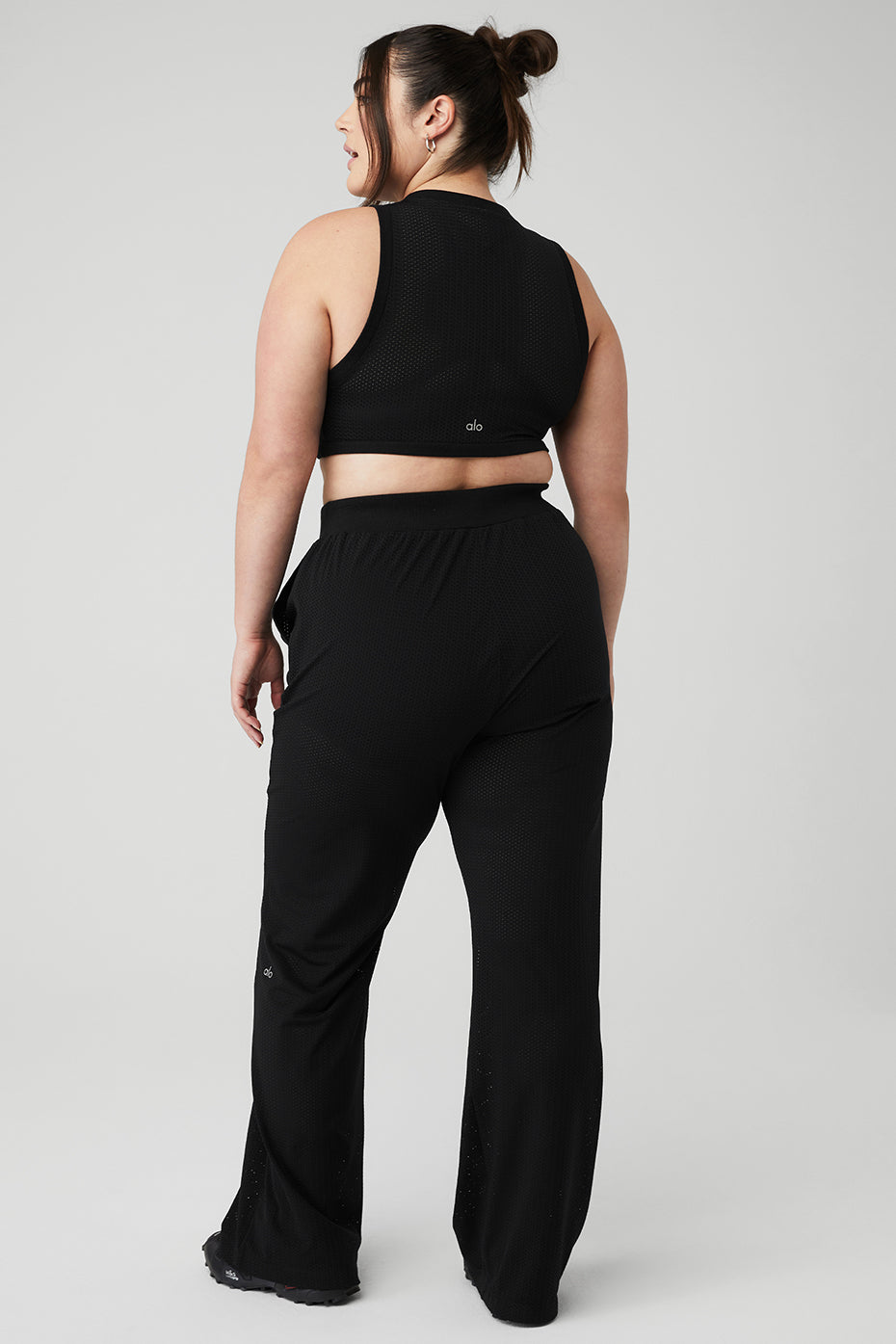 Mesh All-Star Bra Tank & Mesh All-Star Wide Leg Pant Set - Black