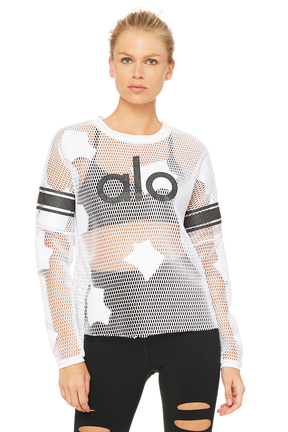 Yoga Jersey Long Sleeve Top - White/Alo Crackle/Black