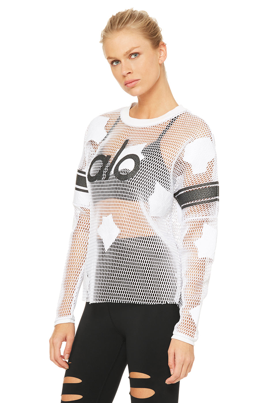 Yoga Jersey Long Sleeve Top - White/Alo Crackle/Black