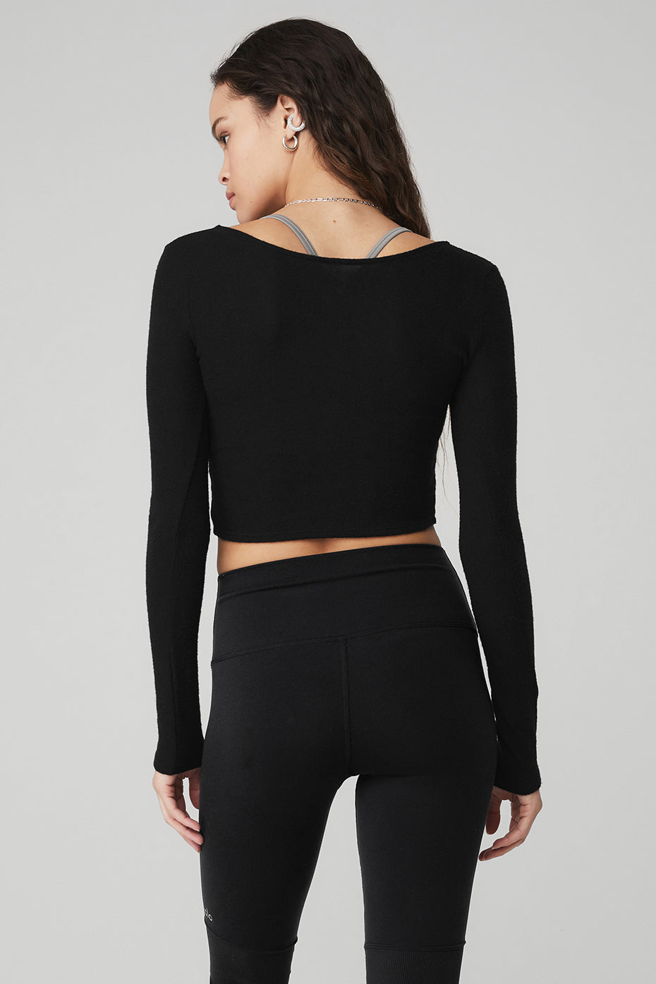 Amelia Luxe Long Sleeve Crop - Black