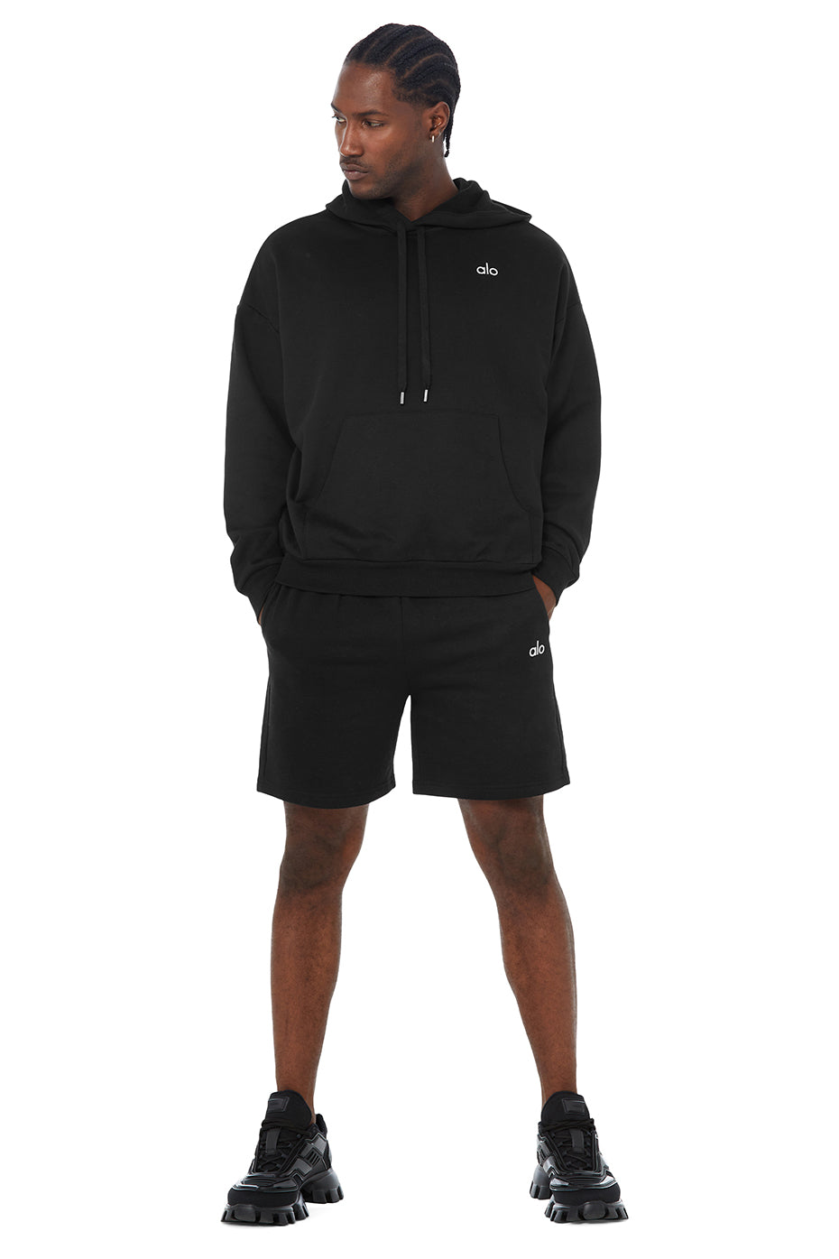 Accolade Hoodie & Accolade Sweat Short Set - Black