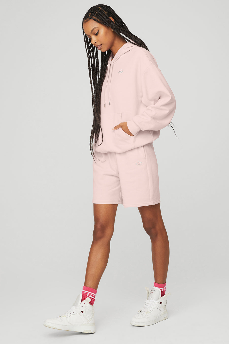 Accolade Hoodie & Accolade Sweat Short Set - Pink Sugar