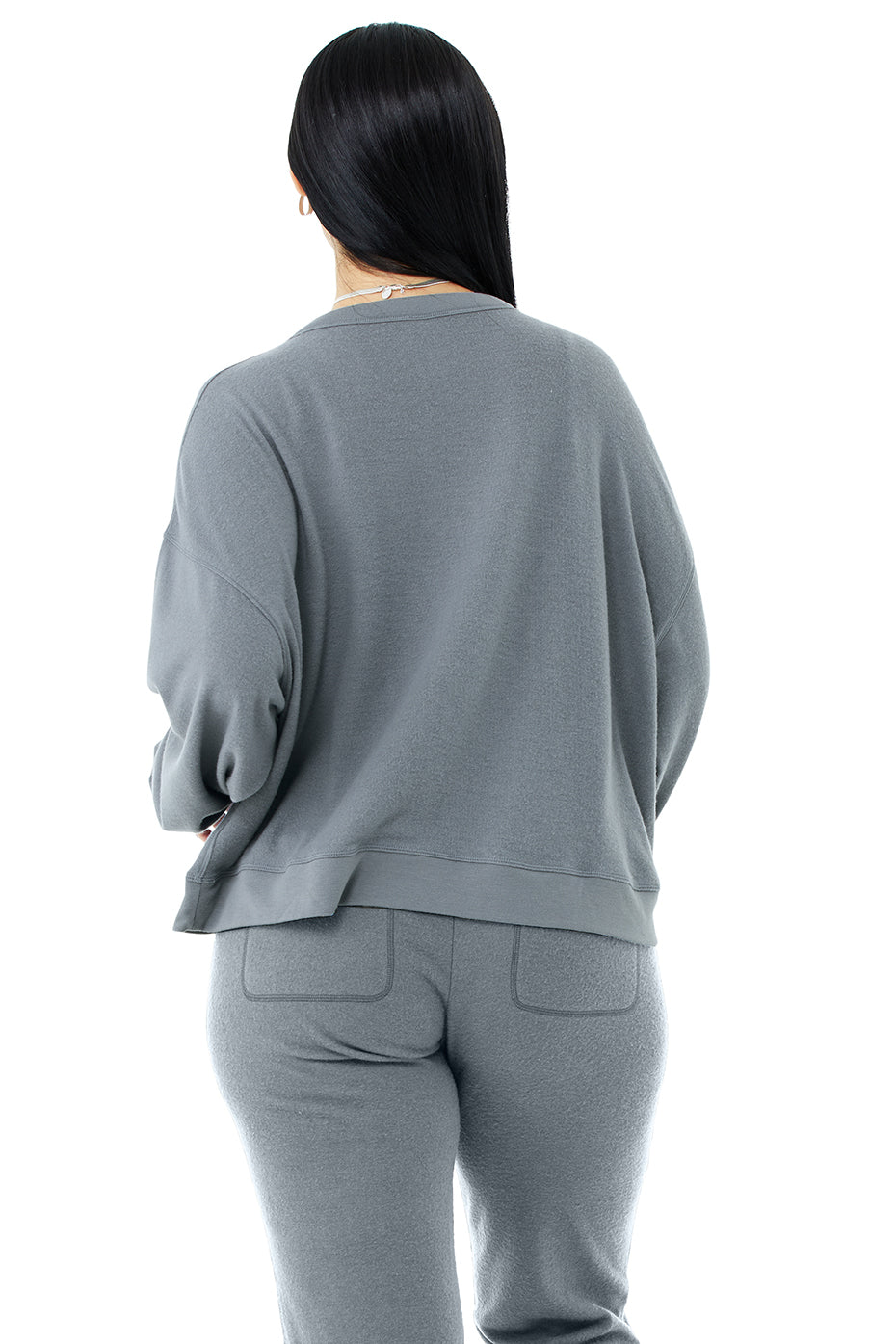 Alolux Soho Cropped Henley - Steel Blue