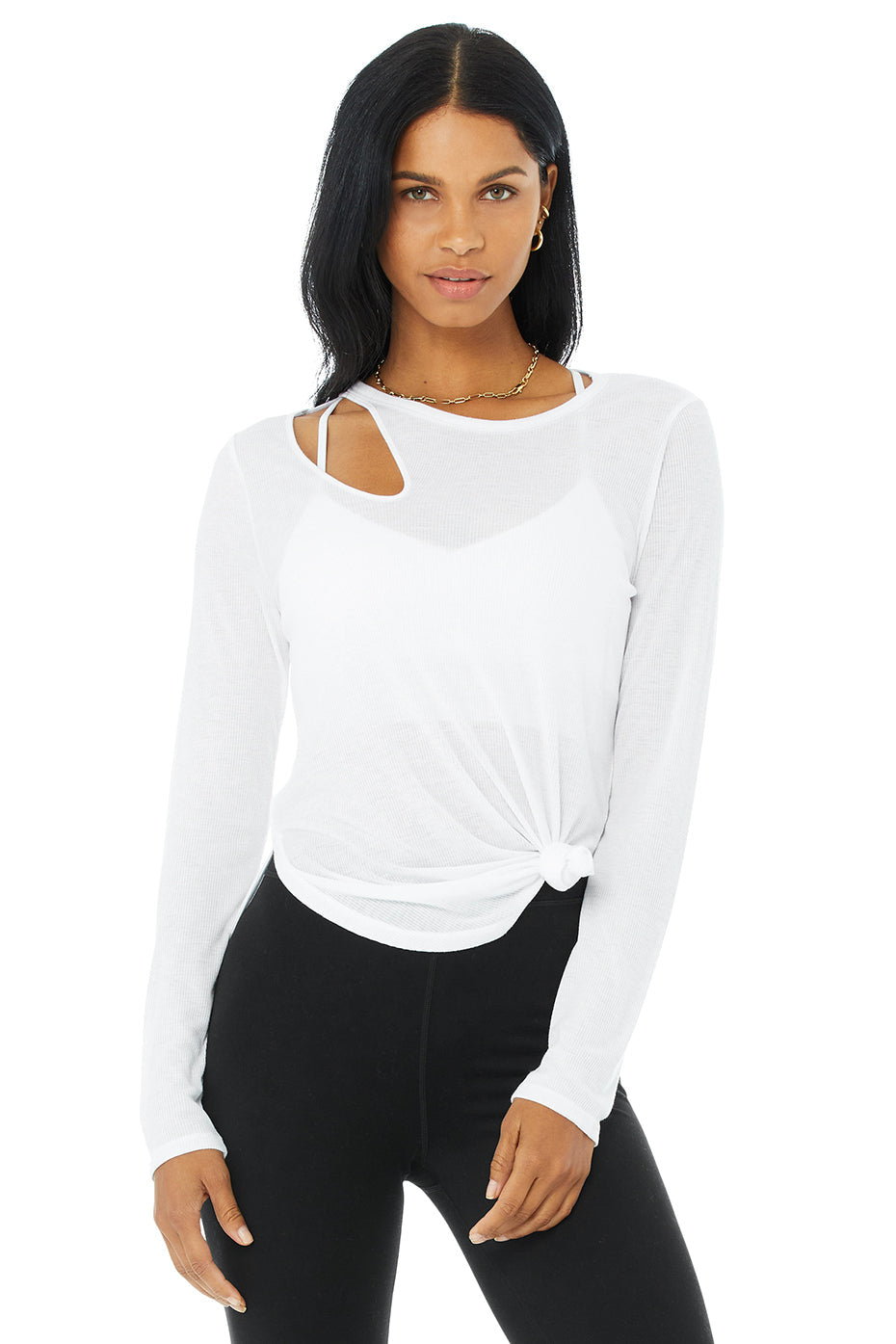 Ribbed Peak Long Sleeve - White