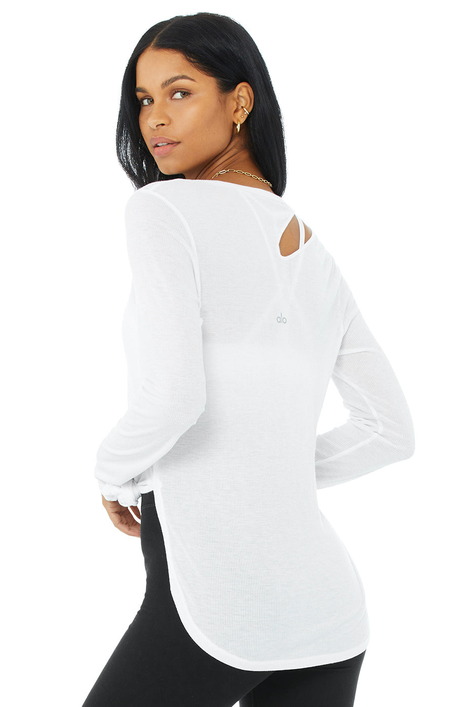 Ribbed Peak Long Sleeve - White