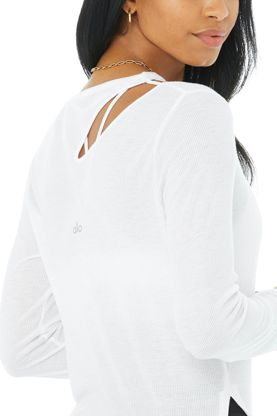 Ribbed Peak Long Sleeve - White