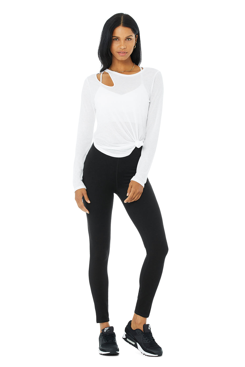 Ribbed Peak Long Sleeve - White