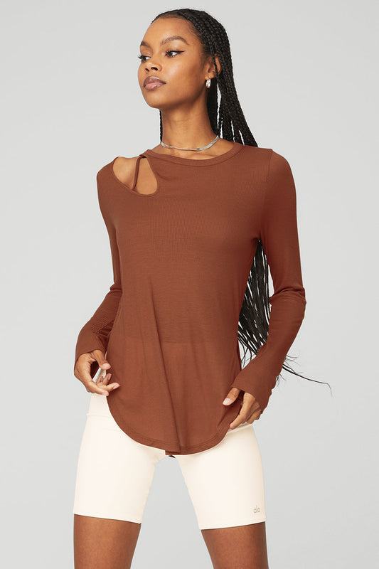 Ribbed Peak Long Sleeve - Rust