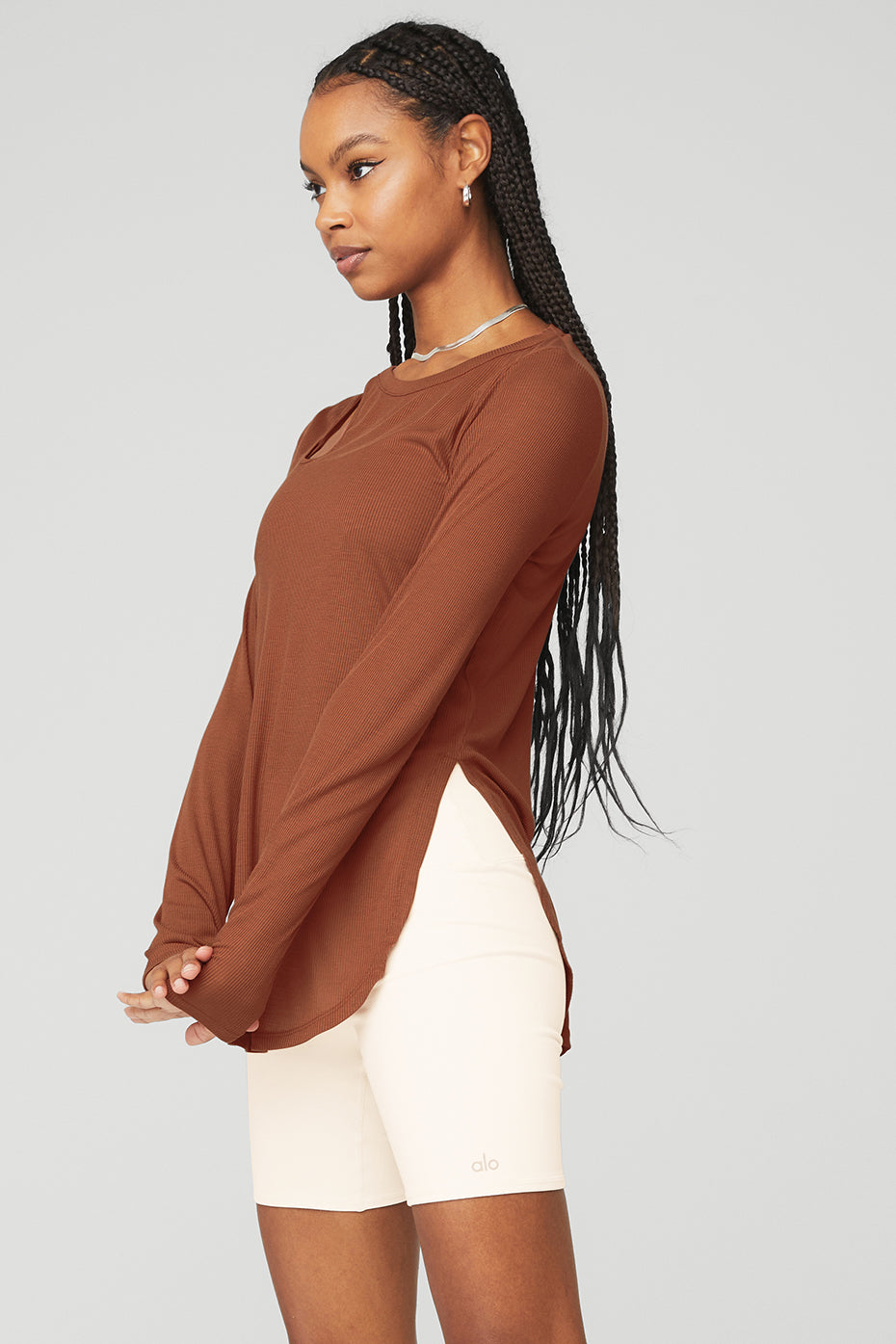 Ribbed Peak Long Sleeve - Rust