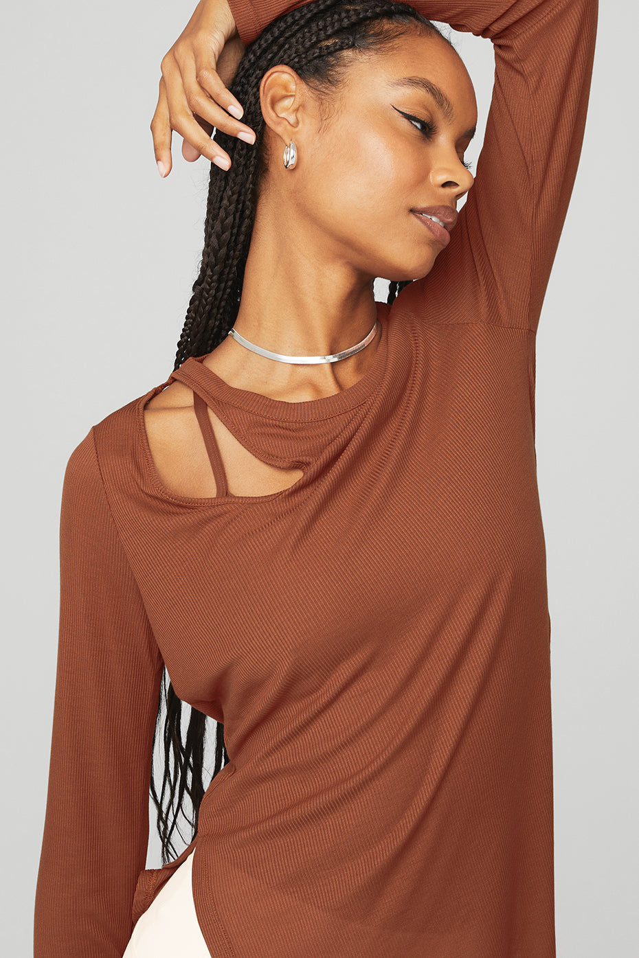 Ribbed Peak Long Sleeve - Rust