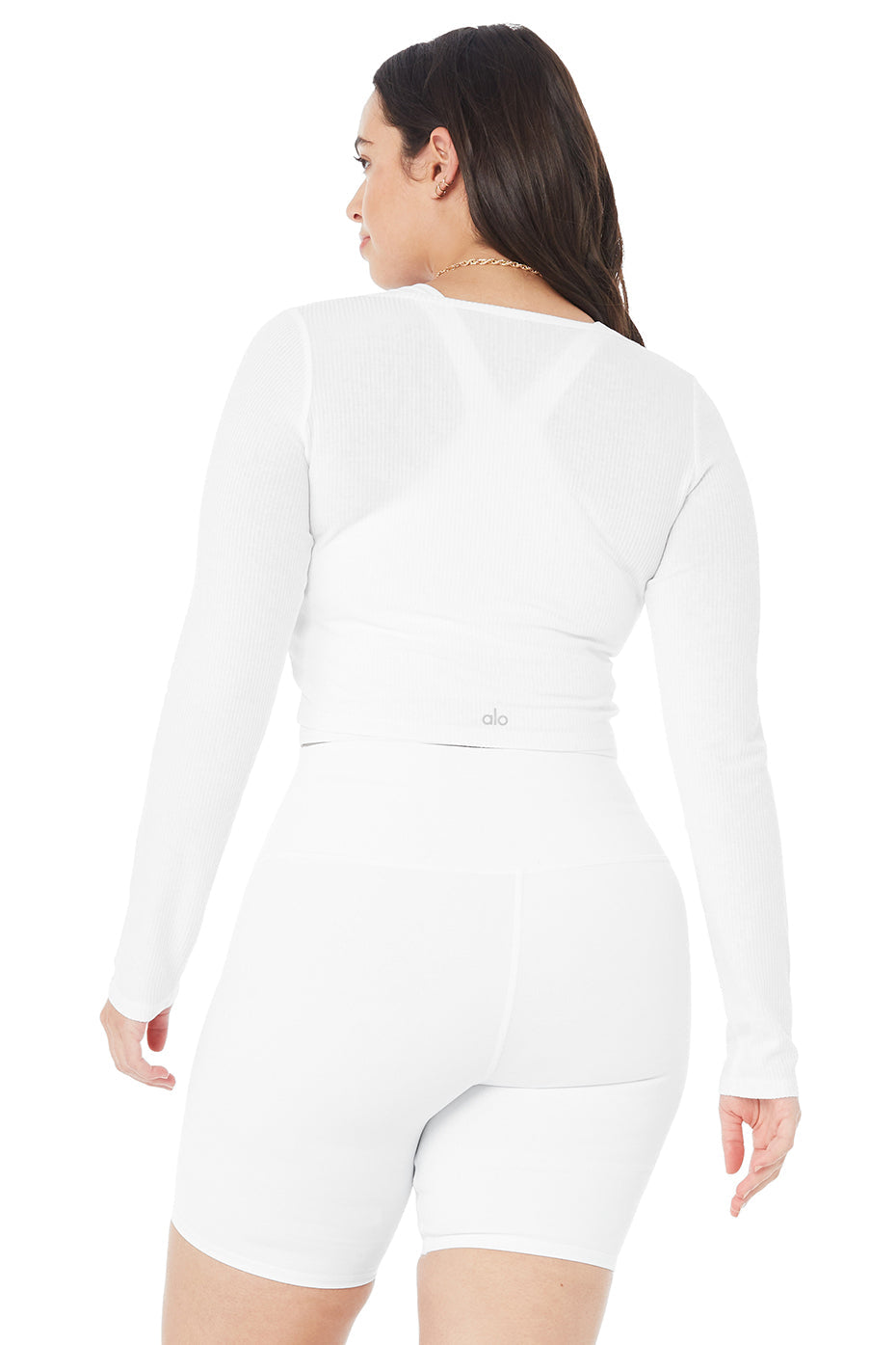 Ribbed Cropped Whisper Cardigan - White