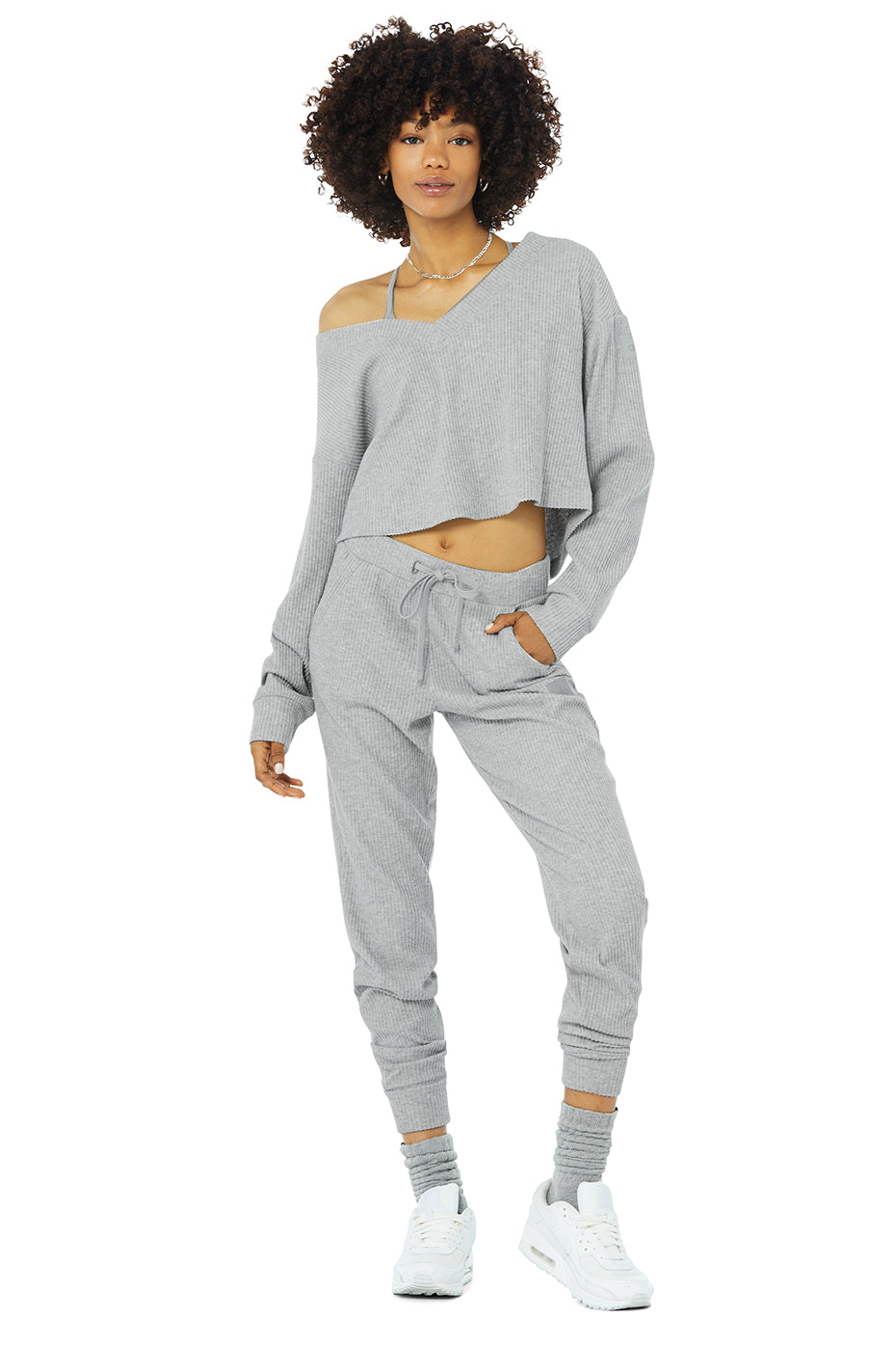 Muse V-Neck Pullover & Muse Sweatpant Set - Athletic Heather Grey