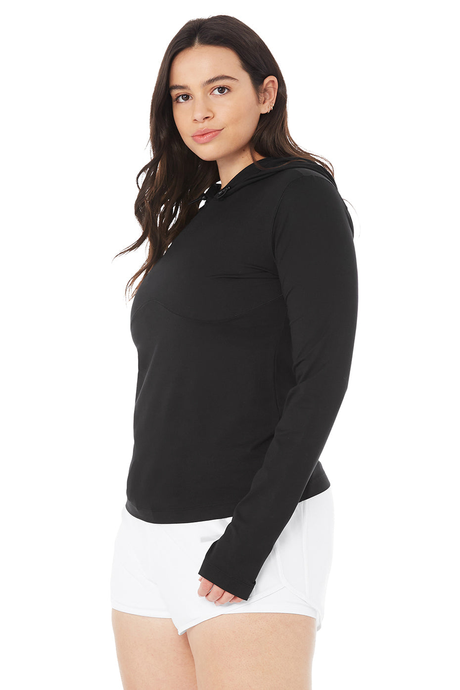 Alosoft Hooded Runner Long Sleeve - Black