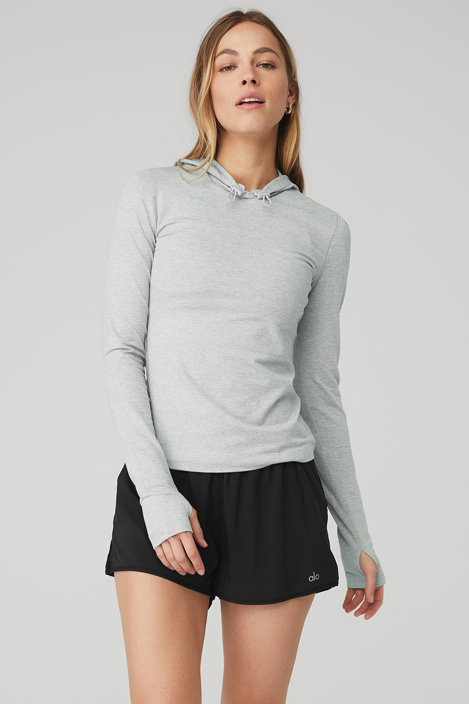 Alosoft Hooded Runner Long Sleeve - Athletic Heather Grey