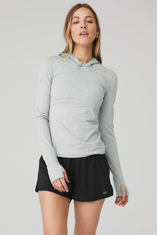 Alosoft Hooded Runner Long Sleeve - Athletic Heather Grey