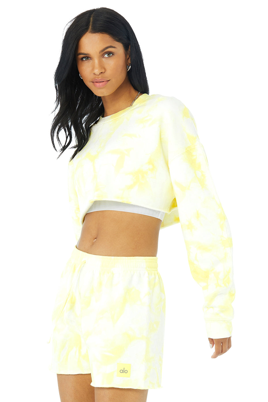 Tie-Dye Extreme Crop Crew Neck - Buttercup/White Tie-Dye