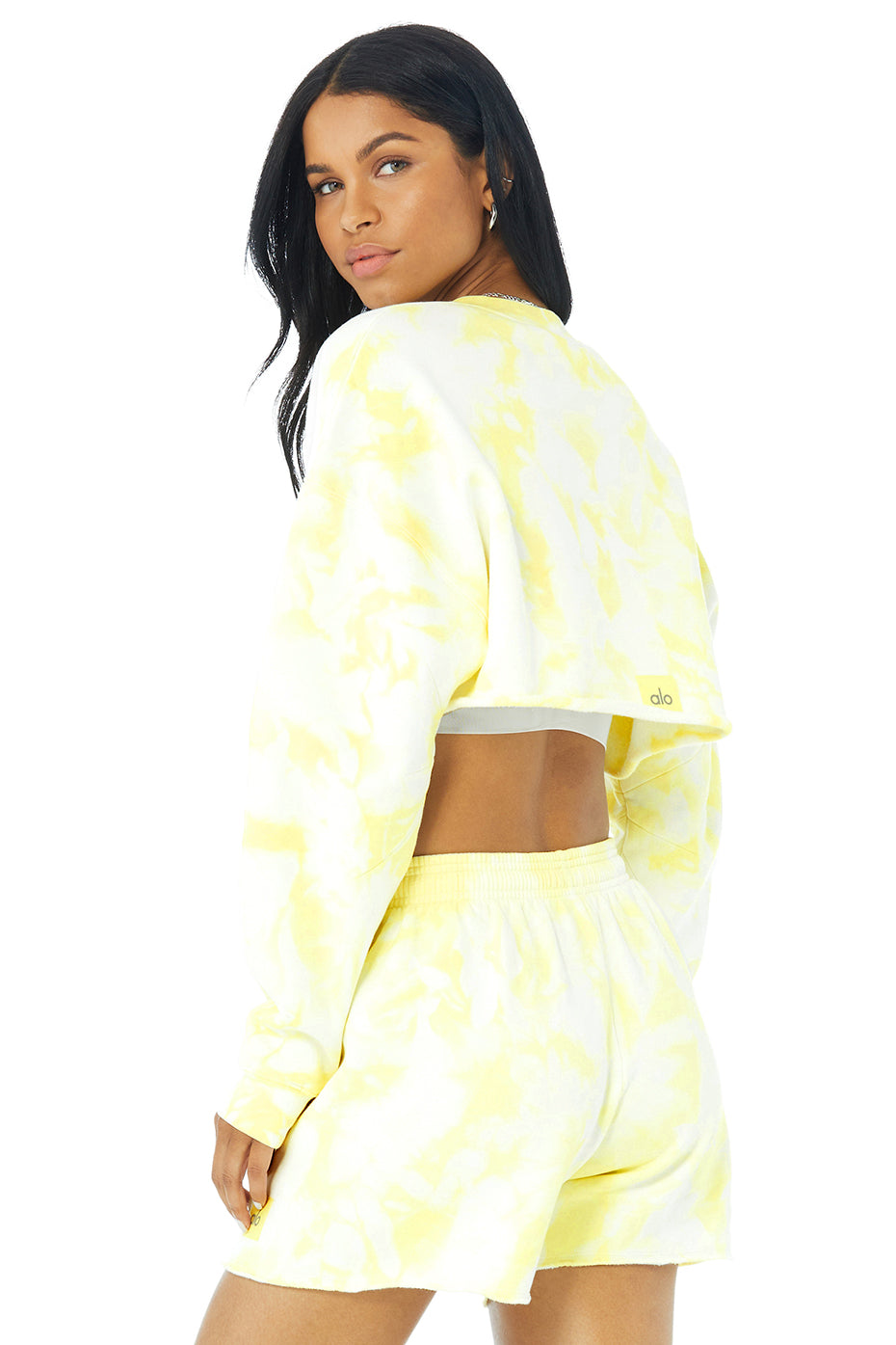 Tie-Dye Extreme Crop Crew Neck - Buttercup/White Tie-Dye