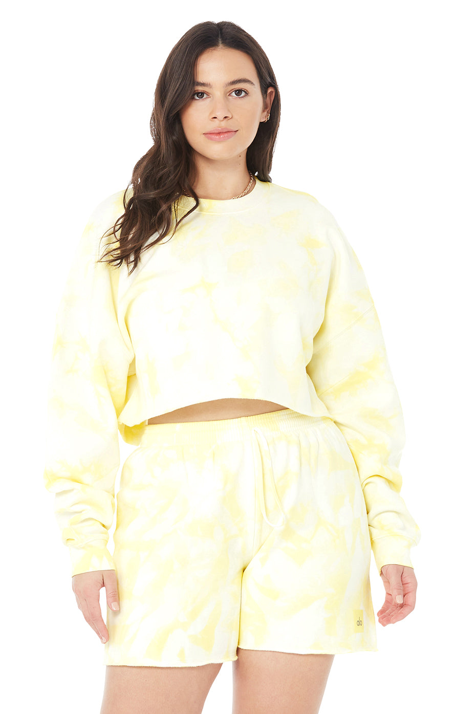 Tie-Dye Extreme Crop Crew Neck - Buttercup/White Tie-Dye